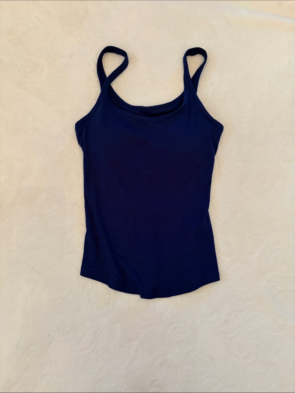 Classic Women's Navy Tank Top - Lightweight Spaghetti Strap with built in bra